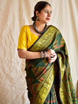 Ria - Ajrakh Dola Silk zari border Saree