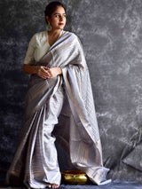 Silver clouds- Chanderi saree