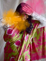 Pretty in pink - mul tie and dye saree