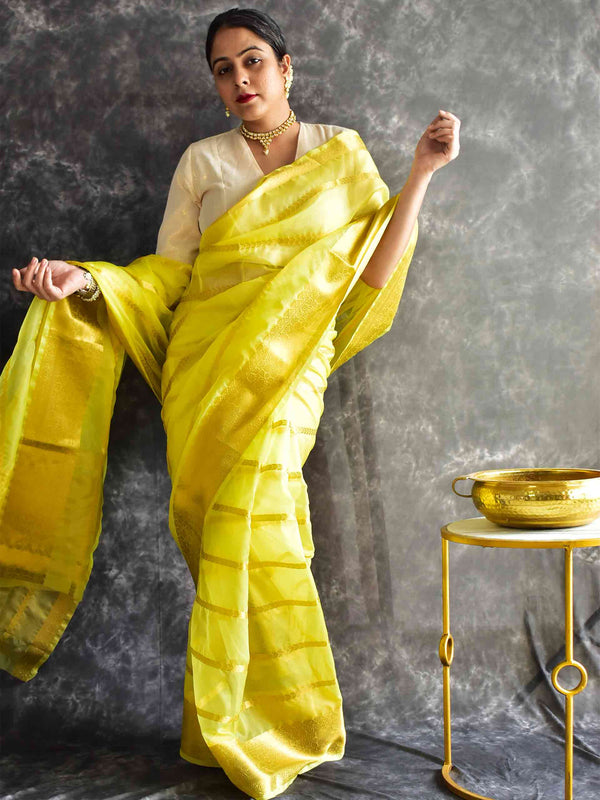 Yellow - silk saree