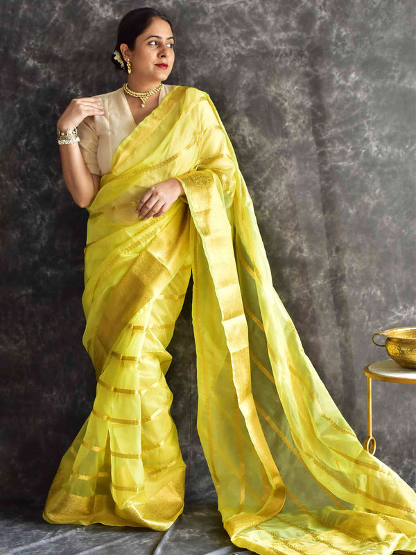 Yellow - silk saree