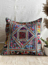 Karishma - hand embroidered mirror work cushion cover 18X18