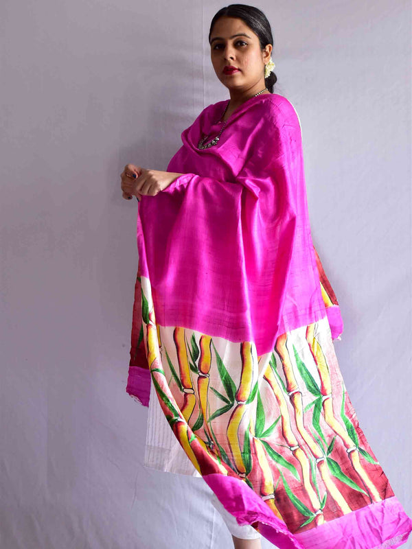 Gulab - Hand painted mulberry silk Dupatta